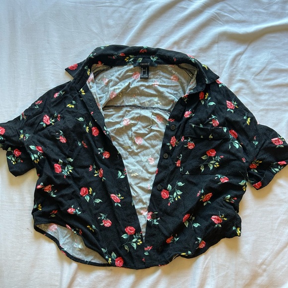 Forever 21 Floral Top Small Shirt - Picture 4 of 5